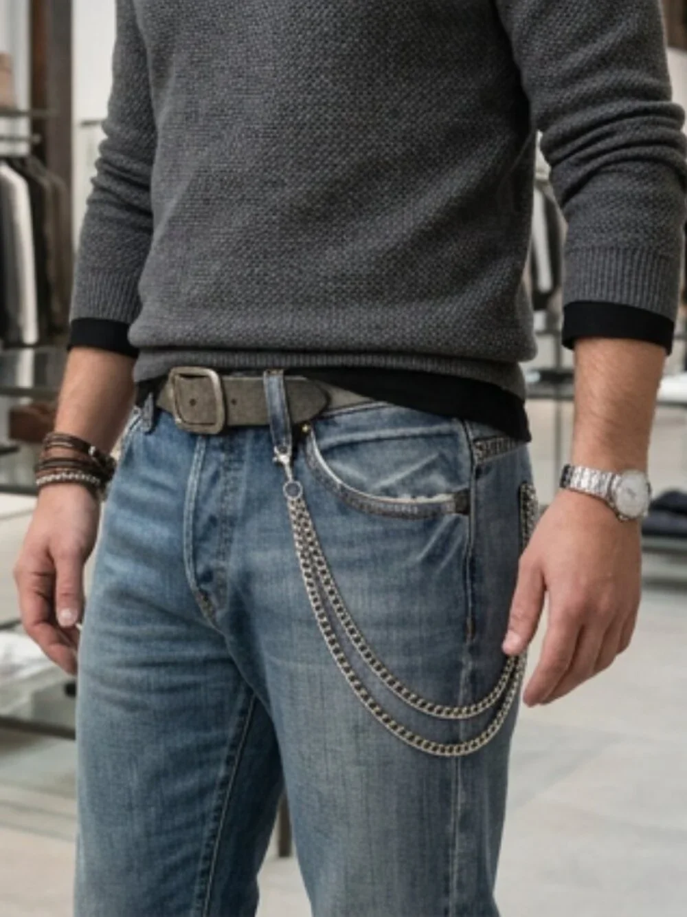 NEW USA Handmade Men’s Silver Wallet Chain 16